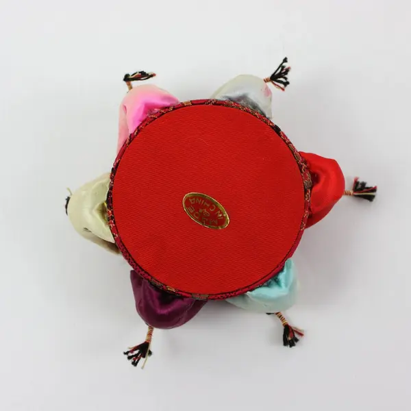 Chinese Silk Pin Cushion Red Patterned Fabric Doll Figures