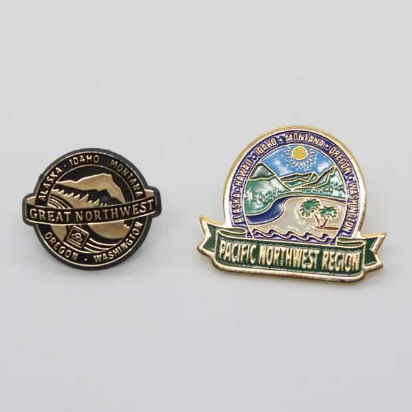 Lot of 2 Pacific Northwest Souvenir Pins Great Northwest Region