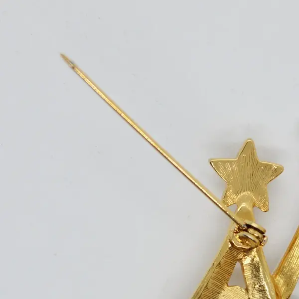 Christmas Tree Brooch Pin Rhinestone Trio Gold Silver Star
