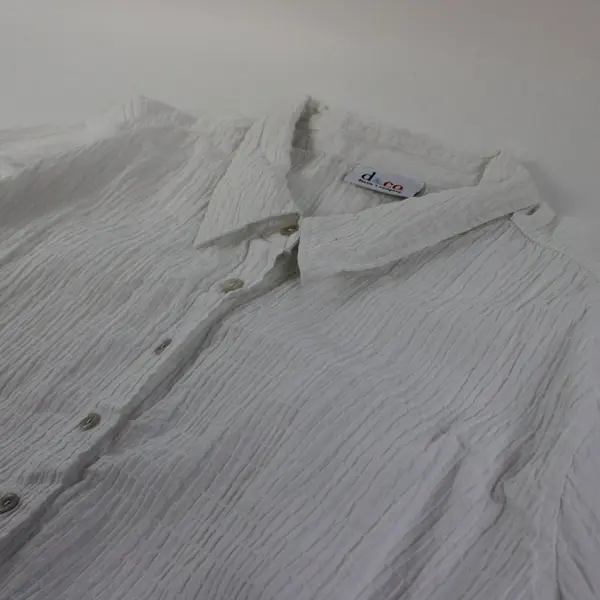 D&Co Women's White Textured 3/4 Sleeve Button-Down Shirt Size 2X