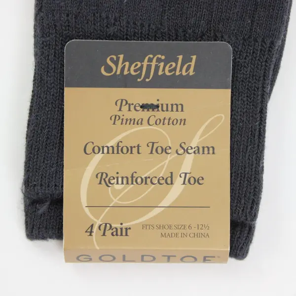 Gold Toe Sheffield Men's 4 Pair Navy Crew Socks 6-12.5 Comfort Toe Seam