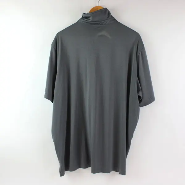 George Men's Gray Mock Neck Stand Collar Short Sleeve Shirt 2XL