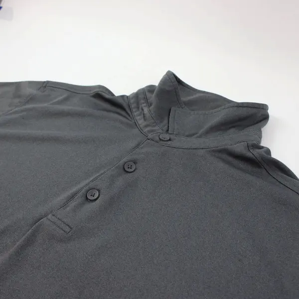 George Men's Gray Mock Neck Stand Collar Short Sleeve Shirt 2XL