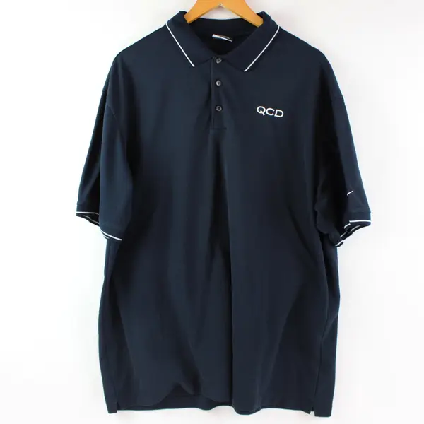 Nike Golf Men's XXL Dri-Fit Navy Blue Polo Shirt Short Sleeve Embroidered "QCD"