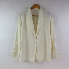 Women's Off-White One-Button Jacket Size L Long Sleeve Scrunched Cuffs