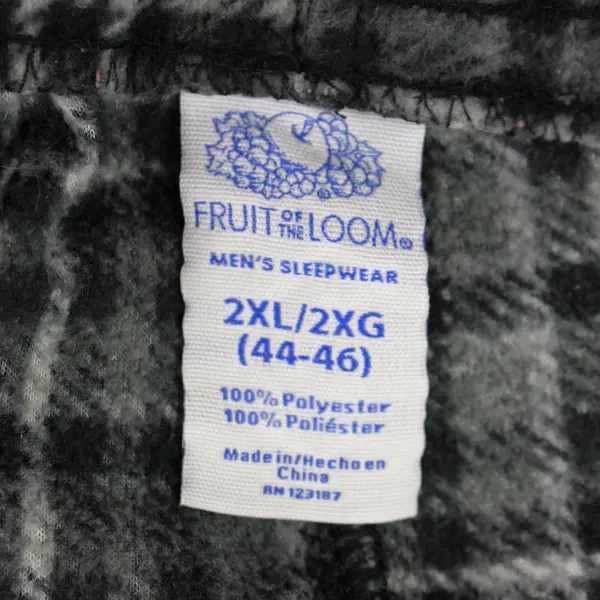 Fruit of the Loom Men's Gray Plaid Pajama Pants 2XL 44-46