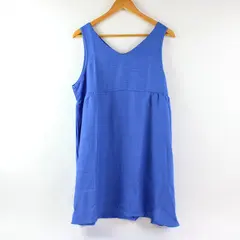 Women's Blue Sleeveless V-Neck Babydoll Blouse Size L