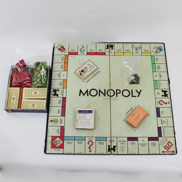 1935 Parker Brothers Monopoly Board Game Vintage Wood Houses Hotels
