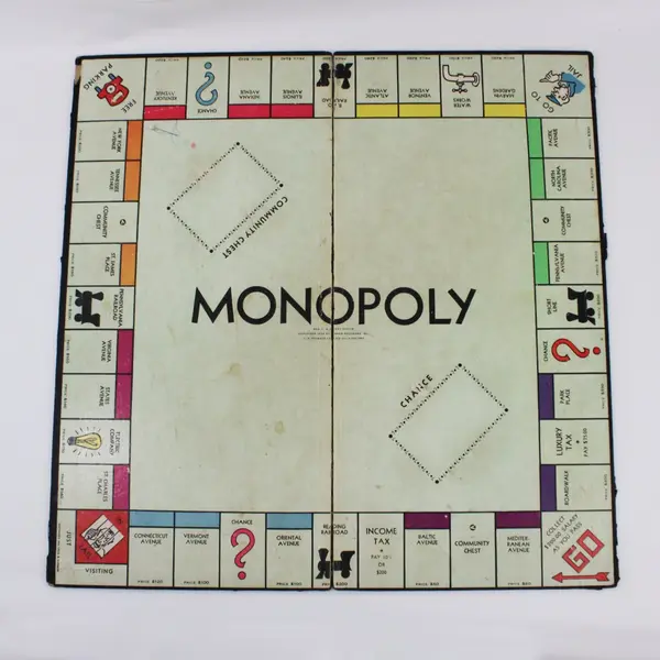 1935 Parker Brothers Monopoly Board Game Vintage Wood Houses Hotels