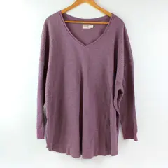 Terra & Sky Women's 3X Lavender Waffle Knit V-Neck Top