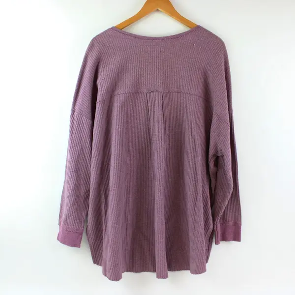 Terra & Sky Women's 3X Lavender Waffle Knit V-Neck Top