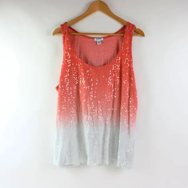 Old Navy Women's XXL Coral Orange White Ombre Sequin Tank Top