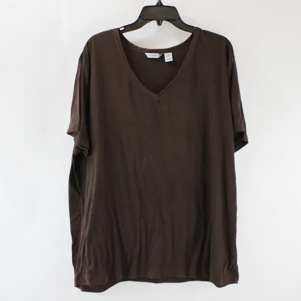 Willowbay Women's V-Neck T-Shirt Dark Brown 3X 24W/26W