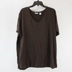 Willowbay Women's V-Neck T-Shirt Dark Brown 3X 24W/26W