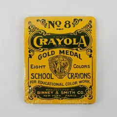Crayola Gold Medal No. 8 Eight-Color School Crayons Tin Box New