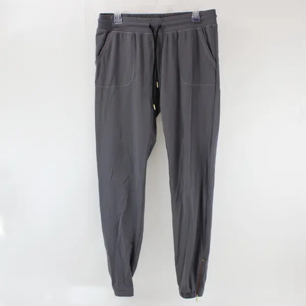 ZYIA Active Women's Large Gray Joggers Gold Zipper Detail
