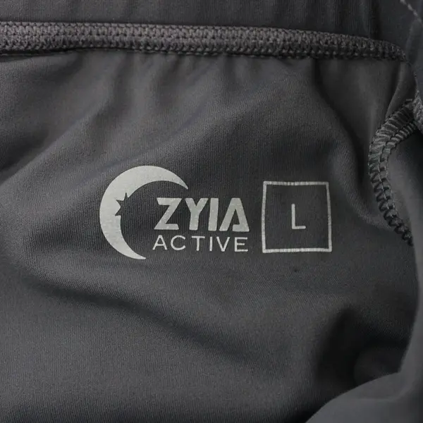 ZYIA Active Women's Large Gray Joggers Gold Zipper Detail
