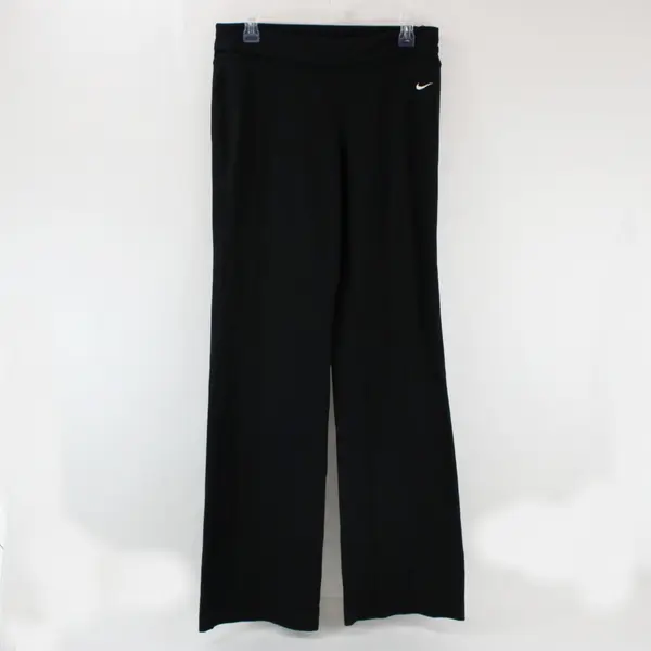 Nike Women's Wide Leg Yoga Pants Black M Tall Peeling Nike Dri-FIT Graphics