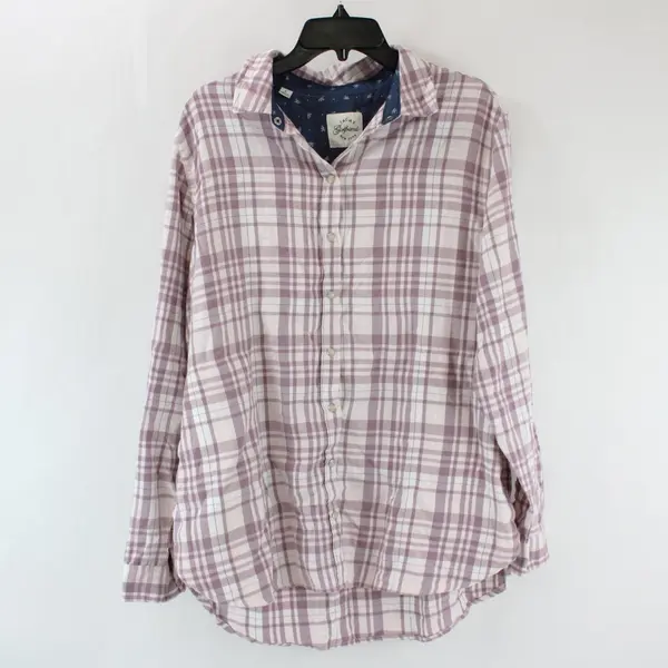 Jachs Girlfriend Women's Large Mauve White Plaid Snap Button Top