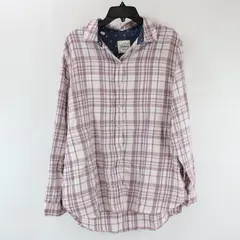 Jachs Girlfriend Women's Large Mauve White Plaid Snap Button Top