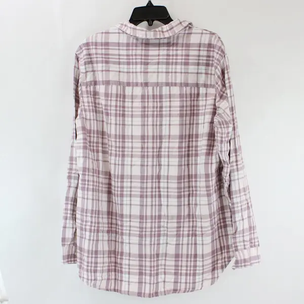 Jachs Girlfriend Women's Large Mauve White Plaid Snap Button Top