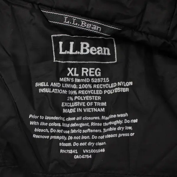 L.L. Bean Men's Black Zip-Up Jacket XL Regular