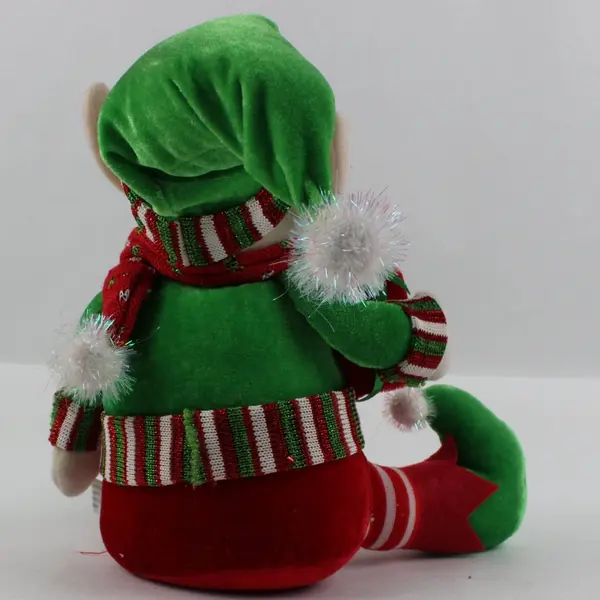 Christmas Elf Shelf Sitter Plush Doll Girl 10.5 Inch Red Green