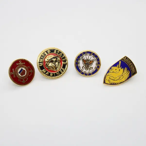 Lot of 4 Unbranded U.S. Enamel Lapel Pins Coast Guard Marines Navy Airborne