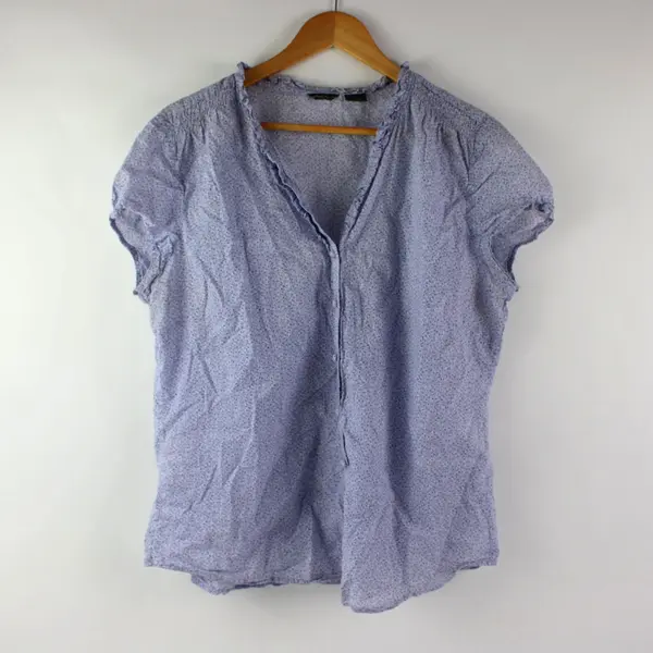Eddie Bauer Women's XL Lavender Purple Cap Sleeve Button-Front Blouse