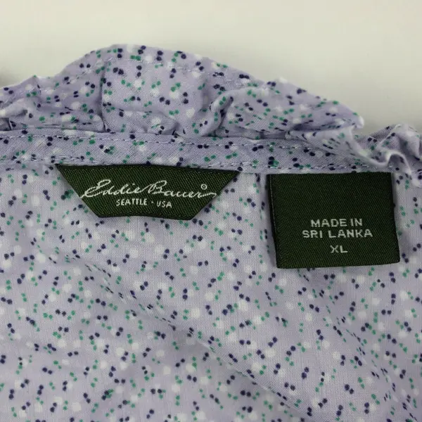 Eddie Bauer Women's XL Lavender Purple Cap Sleeve Button-Front Blouse
