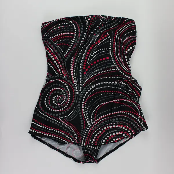 Jantzen Classics Women's Black Strapless One Piece Swimsuit Abstract Dots Size 8