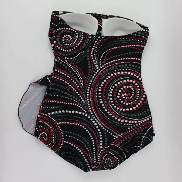 Jantzen Classics Women's Black Strapless One Piece Swimsuit Abstract Dots Size 8
