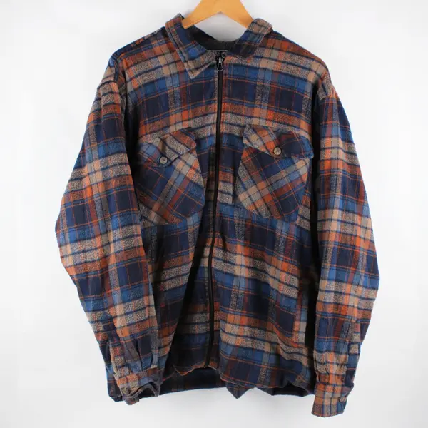 Northern Expedition Men's XL Blue Orange Flannel Zip-Up Jacket