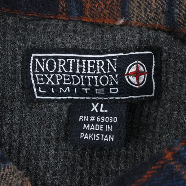 Northern Expedition Men's XL Blue Orange Flannel Zip-Up Jacket
