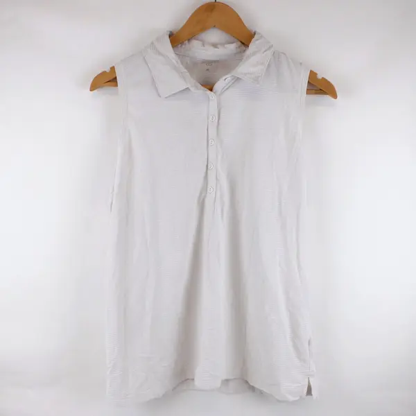 Women's White Ribbed Sleeveless Activewear Top Size XL
