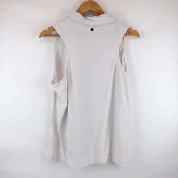 Women's White Ribbed Sleeveless Activewear Top Size XL