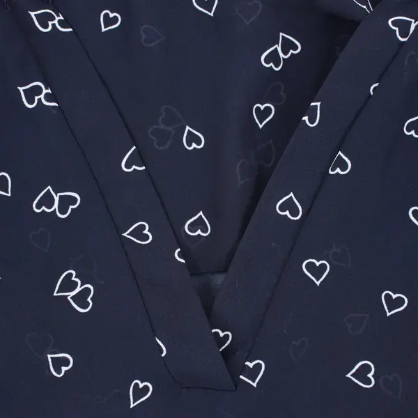 DNA Couture Women's Large Navy Sheer Sleeveless Heart Print Blouse