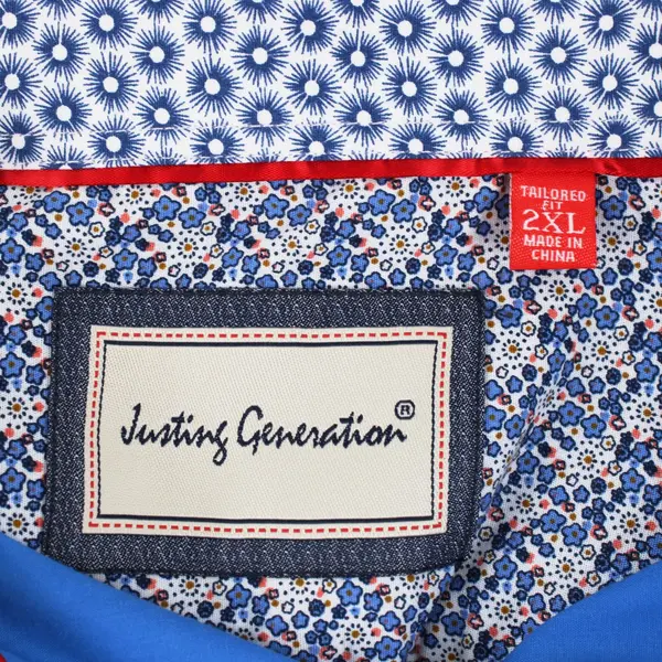 Justin's Generation Men's Royal Blue Long Sleeve Button-Up Shirt 2XL