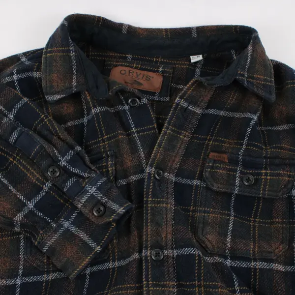 Orvis Men's XL Plaid Button-Front Jacket Blue Green Brown
