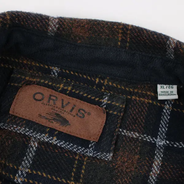 Orvis Men's XL Plaid Button-Front Jacket Blue Green Brown