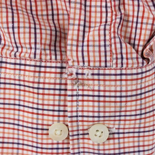 Toscano Men's XXL Long Sleeve Plaid Button-Down Shirt Red Orange Navy FLAWED