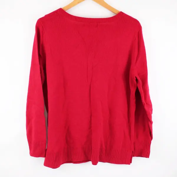 Karen Scott Women's Red Knit V-Neck Pullover Sweater Medium