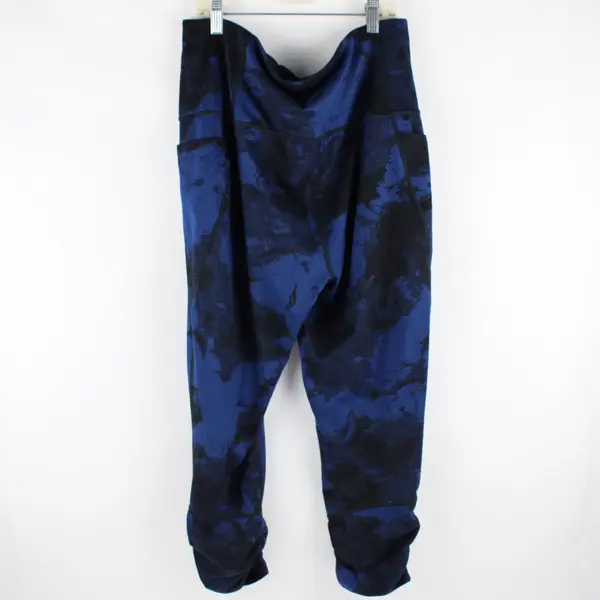 All In Motion Women's XL Blue Black Ruched Full Length Leggings Activewear