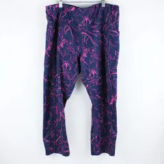 Avia Women's XL Navy Blue Purple Abstract Floral Capri Leggings