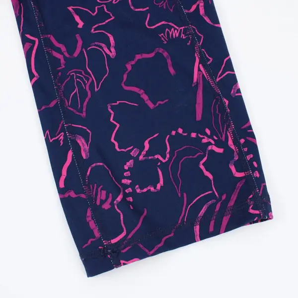 Avia Women's XL Navy Blue Purple Abstract Floral Capri Leggings