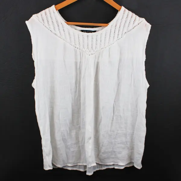 Zac & Rachel Women's XL White Sleeveless Crocheted Detail Top