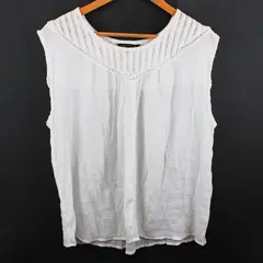 Zac & Rachel Women's XL White Sleeveless Crocheted Detail Top