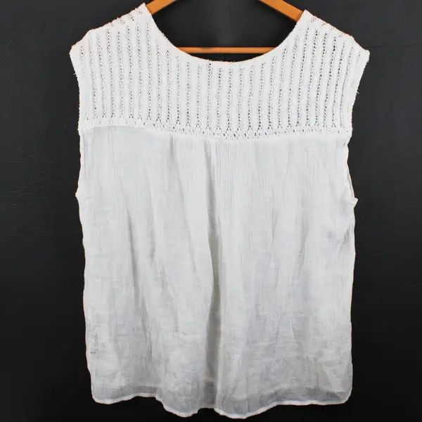 Zac & Rachel Women's XL White Sleeveless Crocheted Detail Top