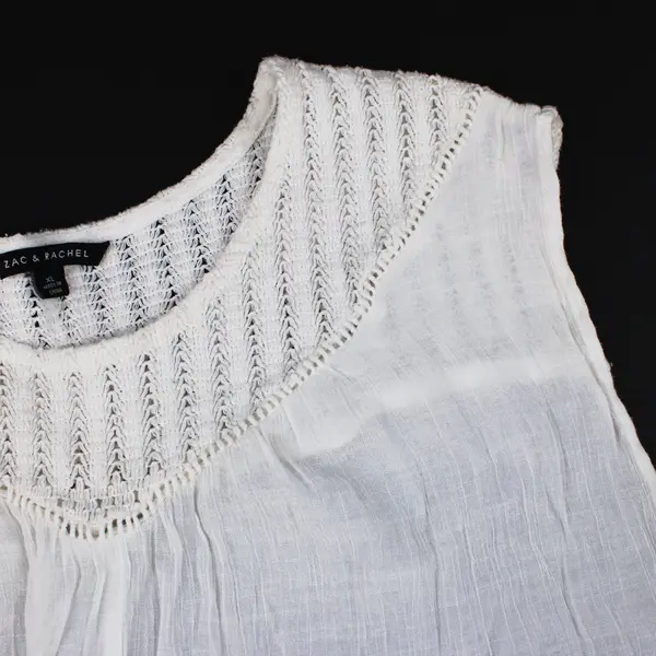 Zac & Rachel Women's XL White Sleeveless Crocheted Detail Top