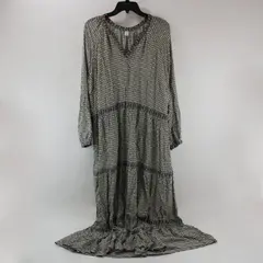 Old Navy Women's Floral Maxi Dress XXL Black White Beige Long Sleeve